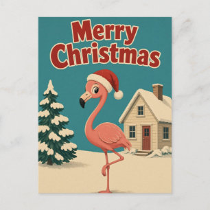 Cartão Postal Cabana de Neve do Flamingo Animal Natal