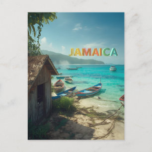 Cartão Postal cabana de pesca e barcos da jamaica