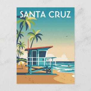 Cartão Postal Cabana de salva-vidas em Santa Cruz Califórnia Via