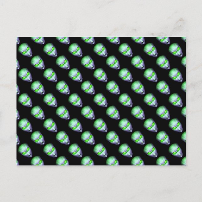 Cartão Postal Cabeça de Alienígena Verde (Frente)