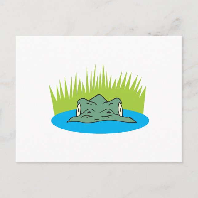 Cartão Postal cabeça de crocodilo na água (Frente)