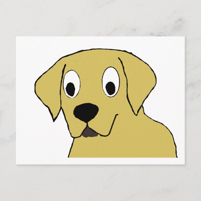 Cartão Postal cabeça de desenho animado de labrador amarelo LR (Frente)