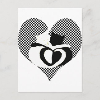 Cartão Postal Cabeça de gato - amor branco preto
