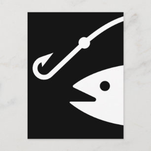 Cartão Postal Cabeça de Peixe e Gancho - Preto e Branco