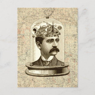 Cartão Postal Cabeça de relógio de vapor no vidro