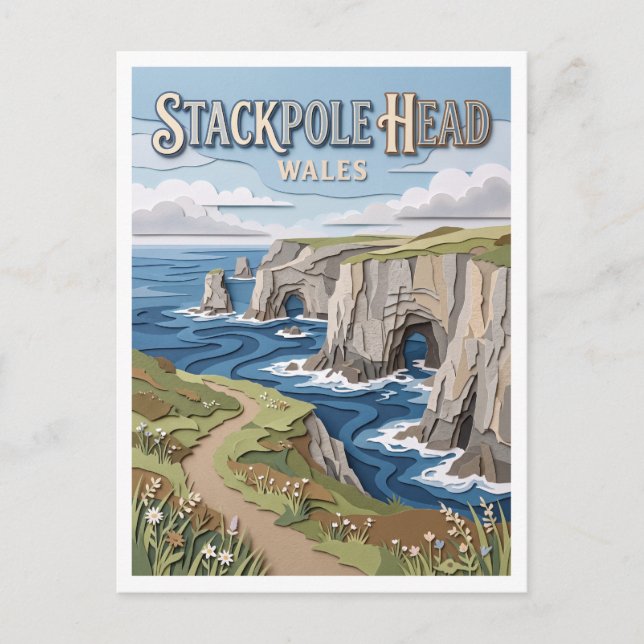 Cartão Postal Cabeça de Stackpole País de Gales (Frente)