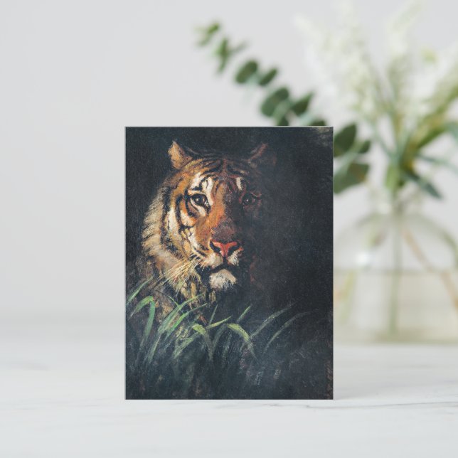 Cartão Postal Cabeça de Tiger, pintura de arte, (Em pé/Frente)