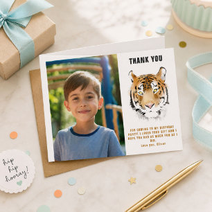Cartão Postal Cabeça de Tigre Aquarela Foto de Aniversário Obrig