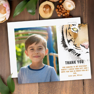 Cartão Postal Cabeça de Tigre Aquarela Foto de Aniversário Obrig