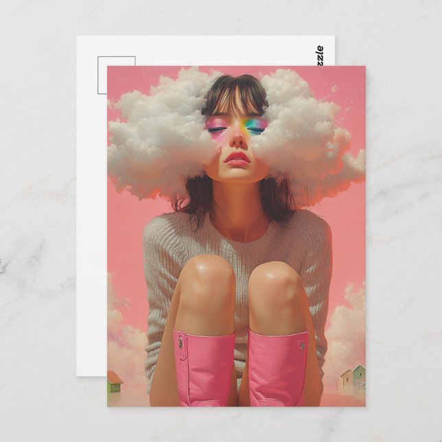 Cartão Postal Cabeça no Surreal das Nuvens (Frente/Verso)