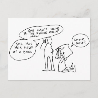Cartão Postal Cabeça num Livro