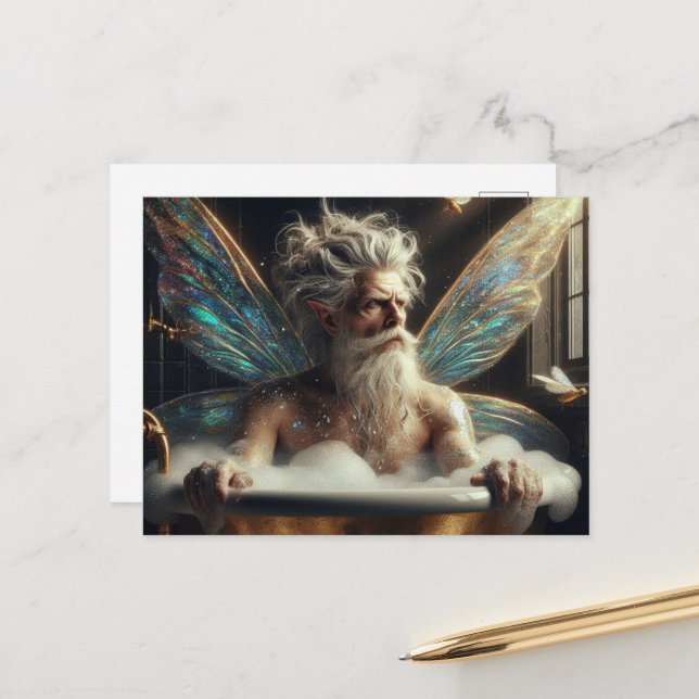 Cartão Postal Cabelo de Cinza de fada no banho de Bubbleba (Frente/Verso In Situ)