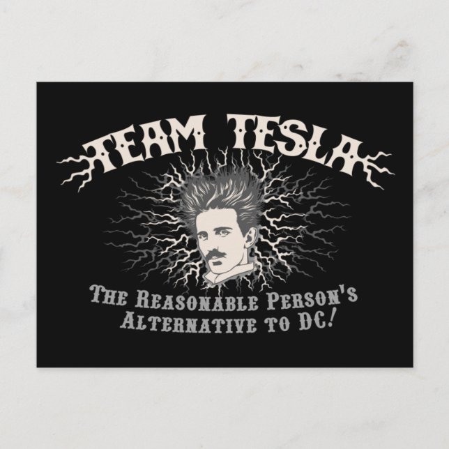 Cartão Postal Cabelo Estático da Equipe Tesla (Frente)