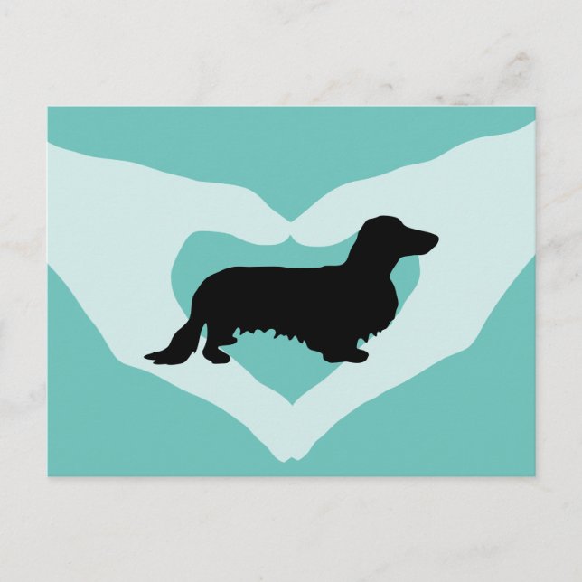 Cartão Postal Cabelo Longo Dachshund - Silhouette 1 (Frente)