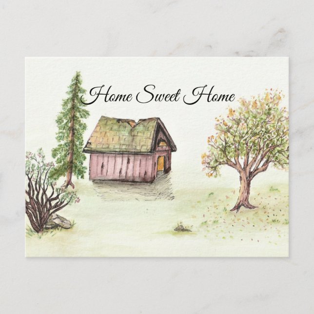 Cartão Postal Cabina Antiga (Watercolor Home Sweet Home Collecti (Frente)