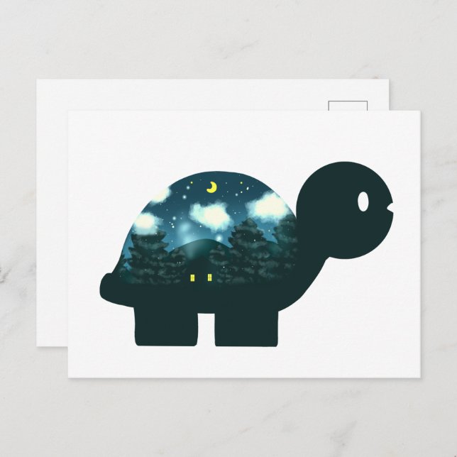 Cartão Postal Cabina De Céu Noturno Na Tartaruga Florestal (Frente/Verso)