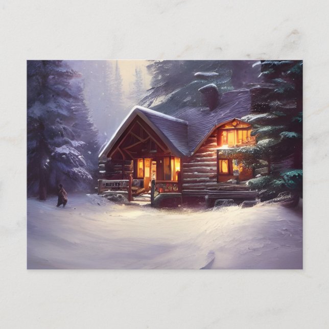 Cartão Postal Cabina De Log Russo Mística Entre Os Evergreens (Frente)