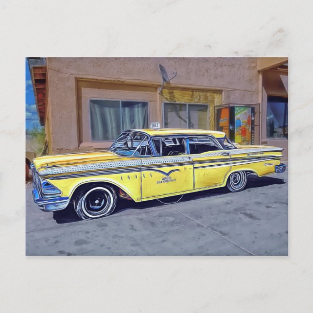 Cartão Postal Cabina de Táxi Havana Amarela (Frente)