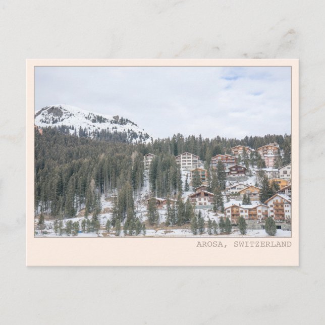 Cartão Postal Cabine de Arte da Cidade de Esqui de Arosa Suíça (Frente)
