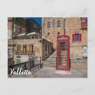 Cartão Postal Cabine telefônica vermelha em La Valetta Malta