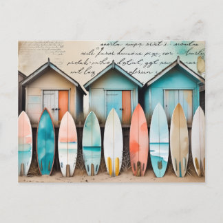 Cartão Postal Cabines de Praia Vintage.