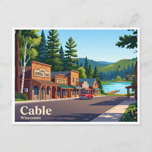 Cartão Postal Cable, Wisconsin (Frente)