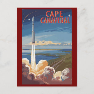 Cartão Postal Cabo Canaveral Flórida Arte de Viagem Pintura Retr