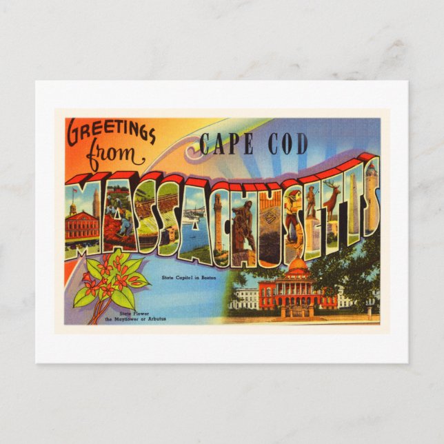 Cartão Postal Cabo Cod #2 Massachusetts MÃE Souvenir (Frente)
