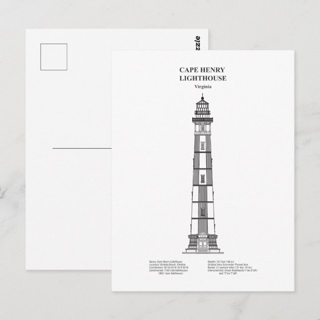 Cartão Postal Cabo Henry Lighthouse - Virgínia - BD (Frente/Verso)
