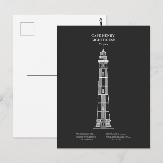 Cartão Postal Cabo Henry Lighthouse - Virgínia - PD (Frente/Verso)