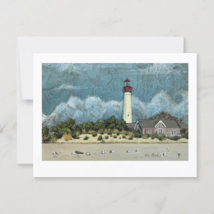 Cartão Postal Cabo May Lighthouse Painting, Nova Jersey