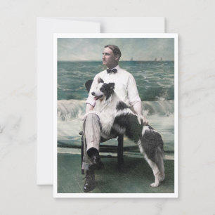 Cartão Postal Cabo May NJ RPPC dos anos 1910 Collie Dog Elegant 