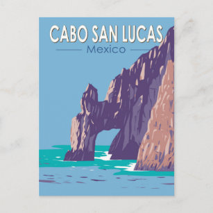 Cartão Postal Cabo San Lucas Arch México Viagem Art Vintage