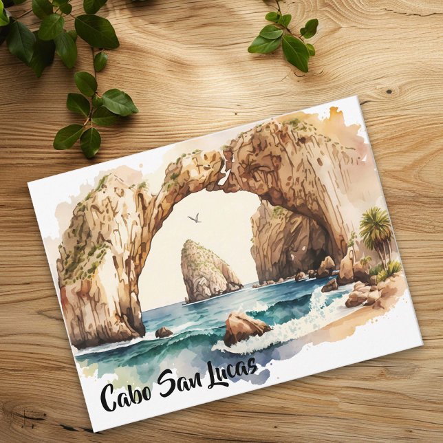 Cartão Postal Cabo San Lucas México Aquarela da Praia (Criador carregado)