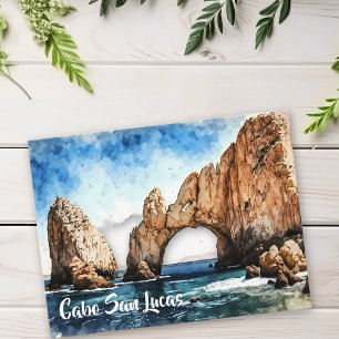 Cartão Postal Cabo San Lucas México Aquarela da Praia