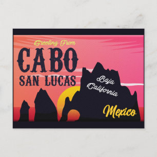 Cartão Postal Cabo San Lucas México Arch Vintage retro Sunset