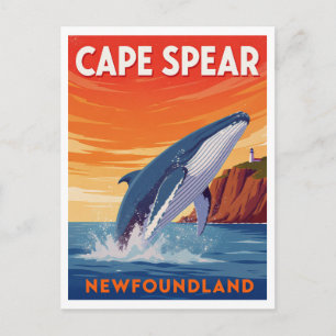 Cartão Postal Cabo Spear Terra Nova Baleia Saltando