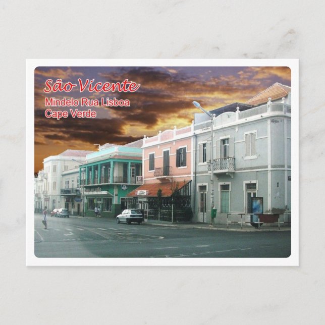 Cartão Postal Cabo Verde - São Vicente - Mindelo Street Lisboa - (Frente)