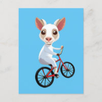 Cabra branca e bonita de bicicleta