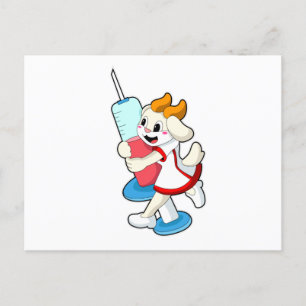 Cartão Postal Cabra como Enfermeira na Vacinação com Seringa