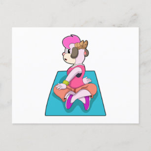 Cartão Postal Cabra em Yoga em tapete de Yoga