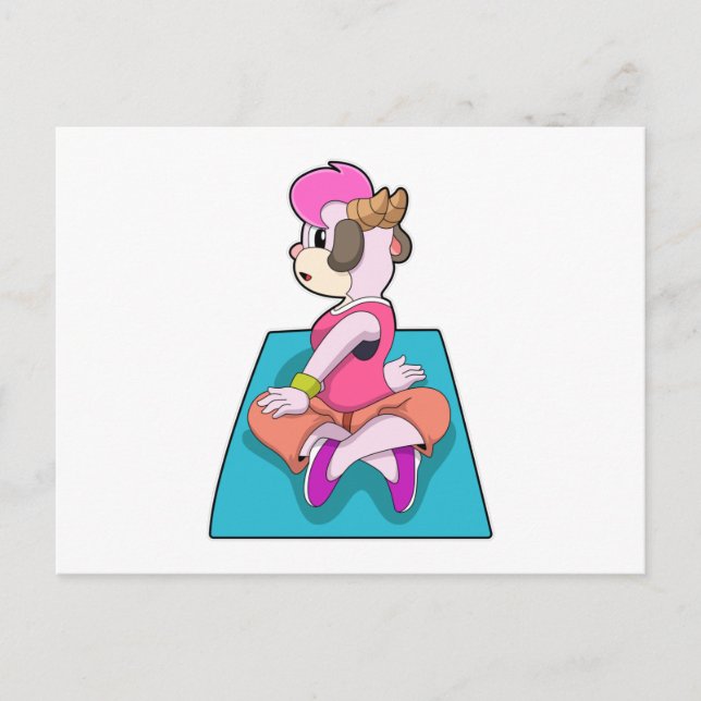 Cartão Postal Cabra em Yoga em tapete de Yoga (Frente)