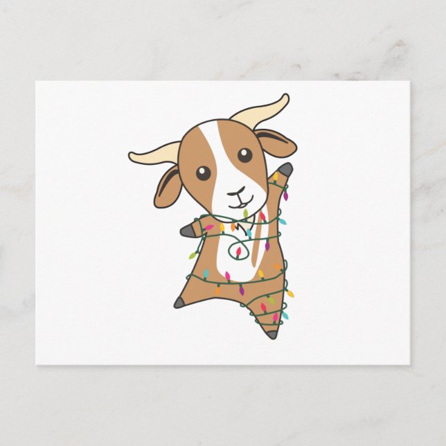 Cartão Postal Cabras de Natal Animais de Inverno (Frente)