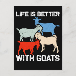 Cartão Postal Cabras Retro Humor Animal Fã de Cabra