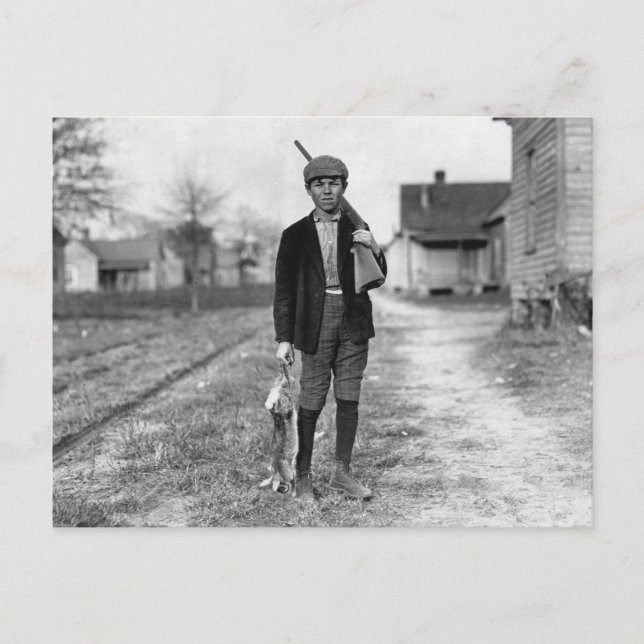 Cartão Postal Caça ao coelho, 1908 (Frente)