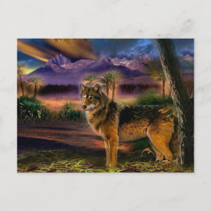 Cartão Postal Caça ao lobo na montanha