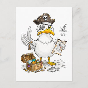 Cartão Postal Caça ao Tesouro do Pássaro Pirata de HQ