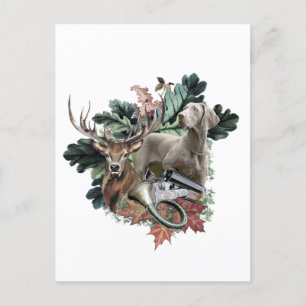 Cartão Postal Caça com um Weimaraner, "Espírito de Cinzas"