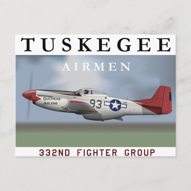 Cartão Postal Caça P51D Red Tail voada por Tuskegee Airmen (Frente)