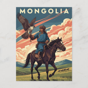 Cartão Postal Caçador de Falcões na Mongólia Viagem